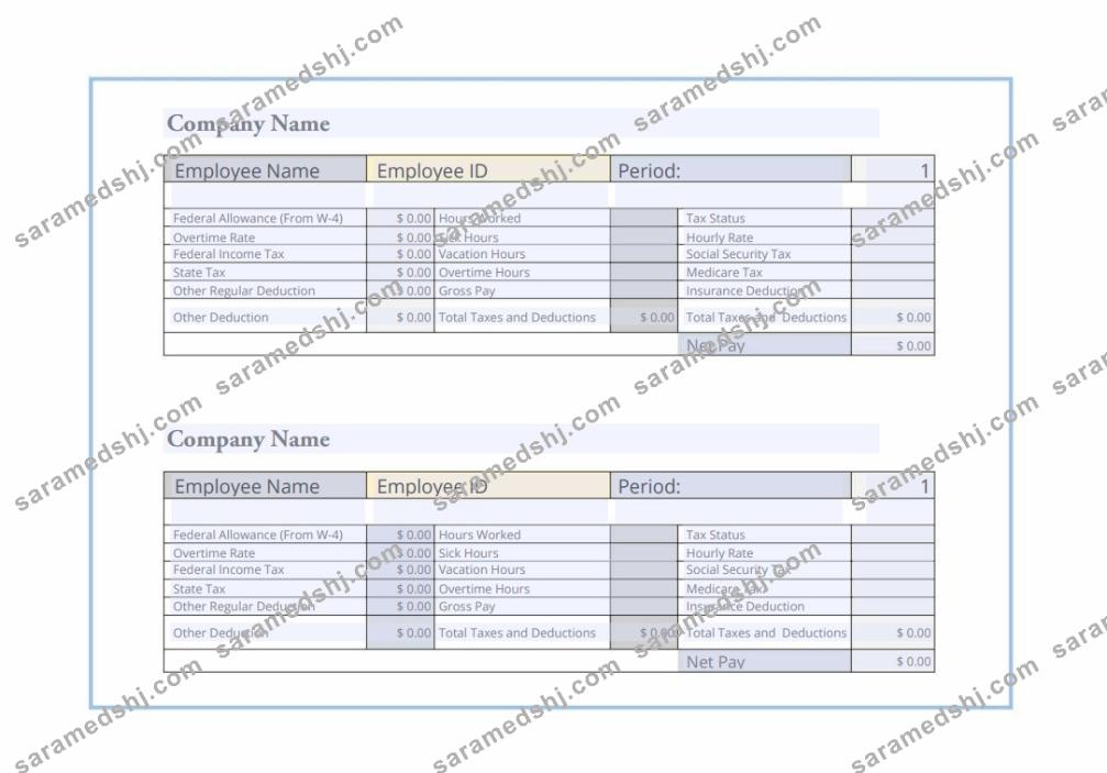 Employee pay stub version 3  PDF and Word formats